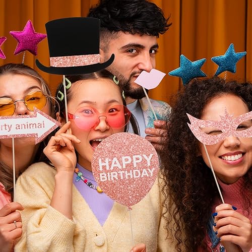 Miniatura 2 de Accesorios para cabina de fotos de cumpleaños, 30 piezas de decoración de fiesta de cumpleaños, suministros de recuerdos de fiesta de feliz