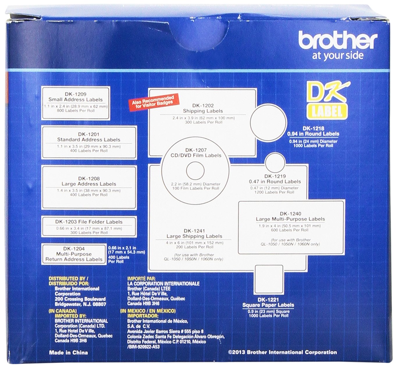 Brother Genuine DK-1241 Die Cut White Labels, 4 x 6 Inch Individual Labels, Large Shipping White Paper Labels, 200 Count, (1) Roll Per Box