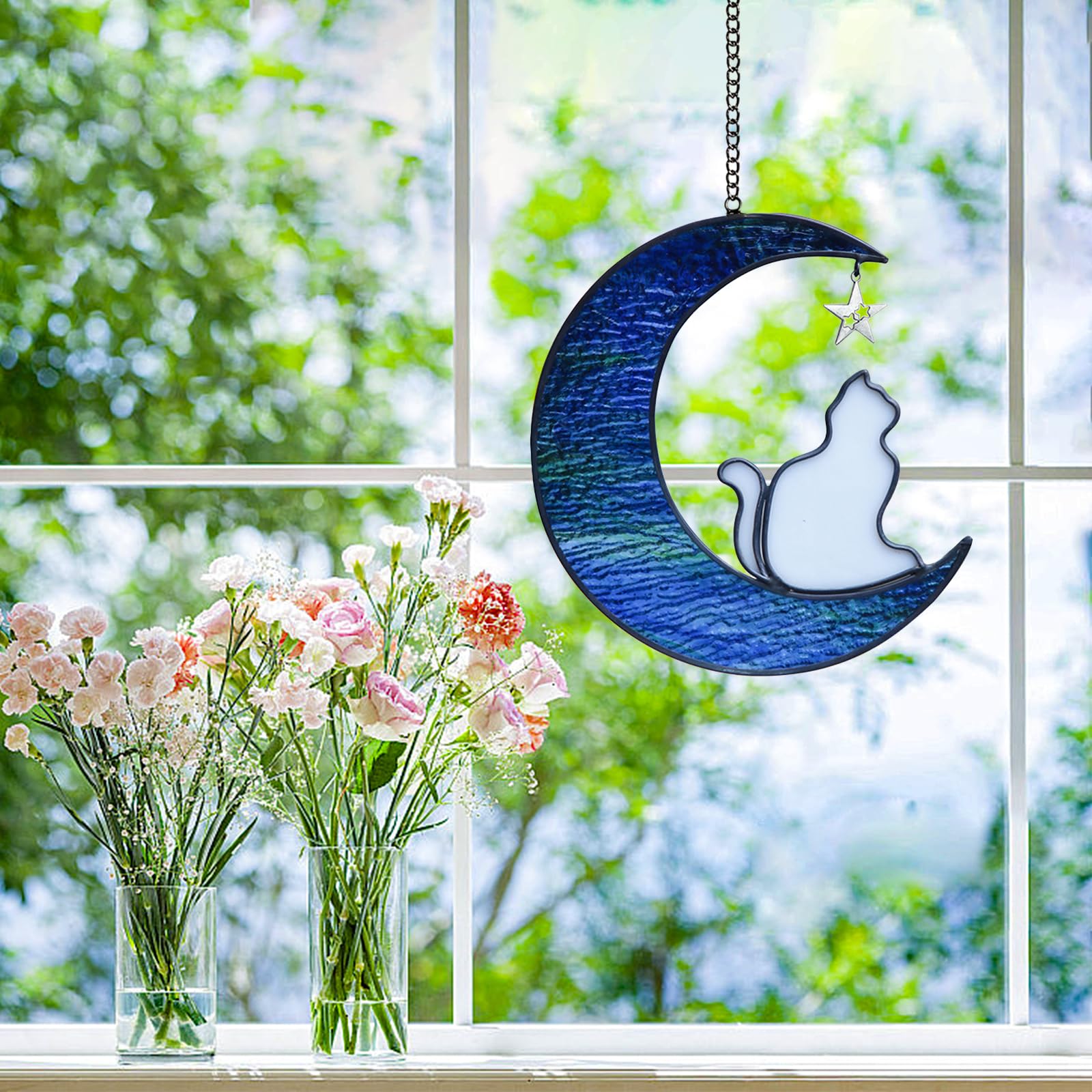 Amazon.co.jp: AUSTUFF ステンドグラス 猫 窓掛け 壁 モダン ステンド