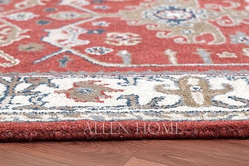 Miniatura 6 de Alfombras de lana tradicionales hechas a mano de Allen Home - Chia Rust - Duraderas, 100% lana - Alfombras para sala de estar, comedor, dormitorio,
