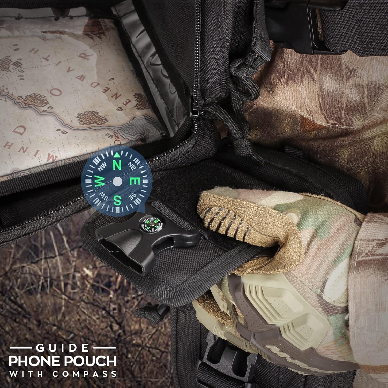 WYNEX Tactical Compass Phone Pouch, Large Molle Smartphone Holster Case Double Capacity Small Utility EDC Pouch with Compass Buckle and Carabiner : Sports & Outdoors