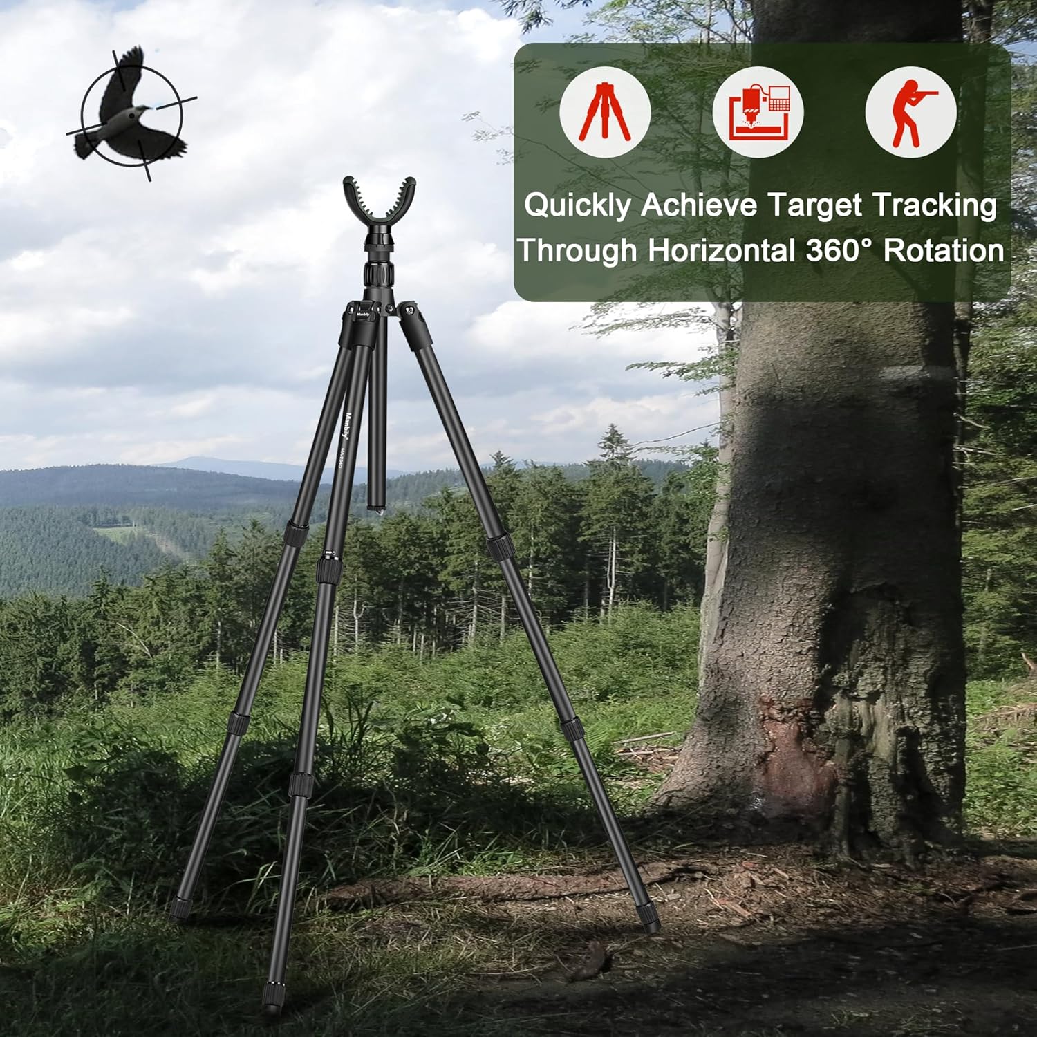Manbily Hunting Tripod, Aluminum Shooting Tripod with U Yoke Head Rest (MA-254G)