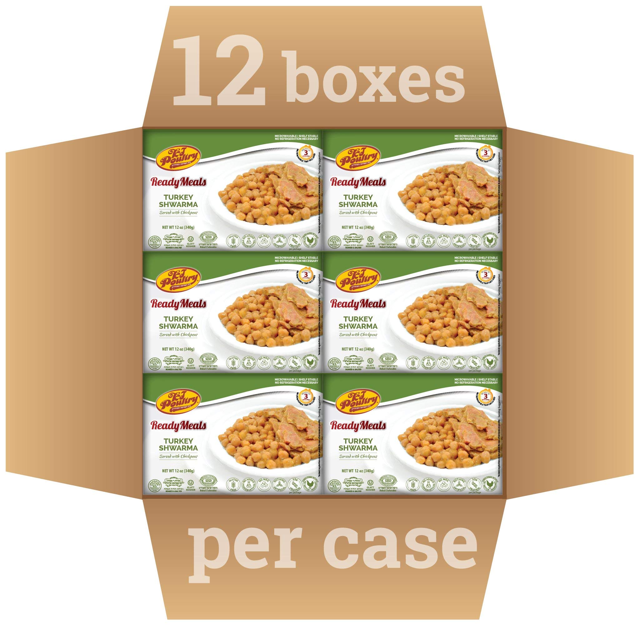 Buy Kosher Turkey Shwarma, MRE Meat Meals Ready to Eat, Gluten Free (12