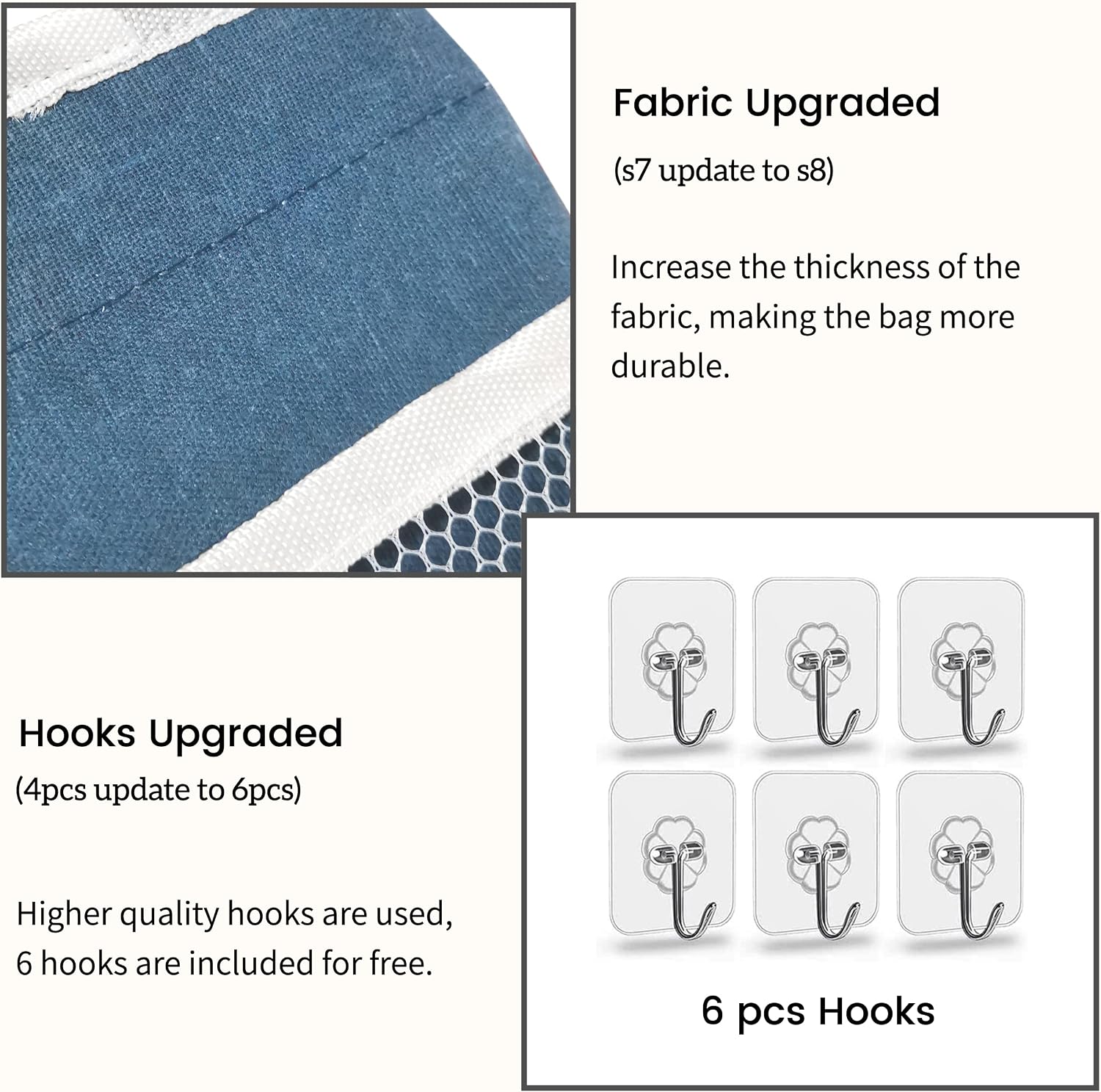 Kanrichu 3pcs Large Wall Hanging Organizer Bag, Linen Fabric Door Hanging Storage Baskets with Pockets, Waterproof Bin for Kitchen, Bedroom, Office, RV Camper (Blue)