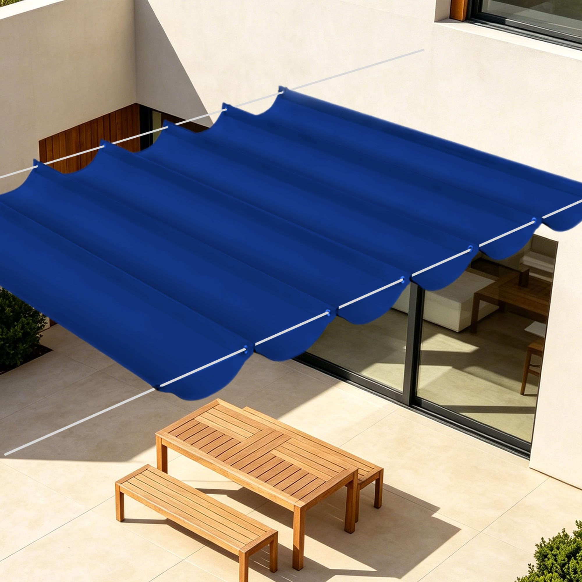 Voile d'ombrage avec oeillets 350 x 440 cm contre la pluie et le soleil de terrasse