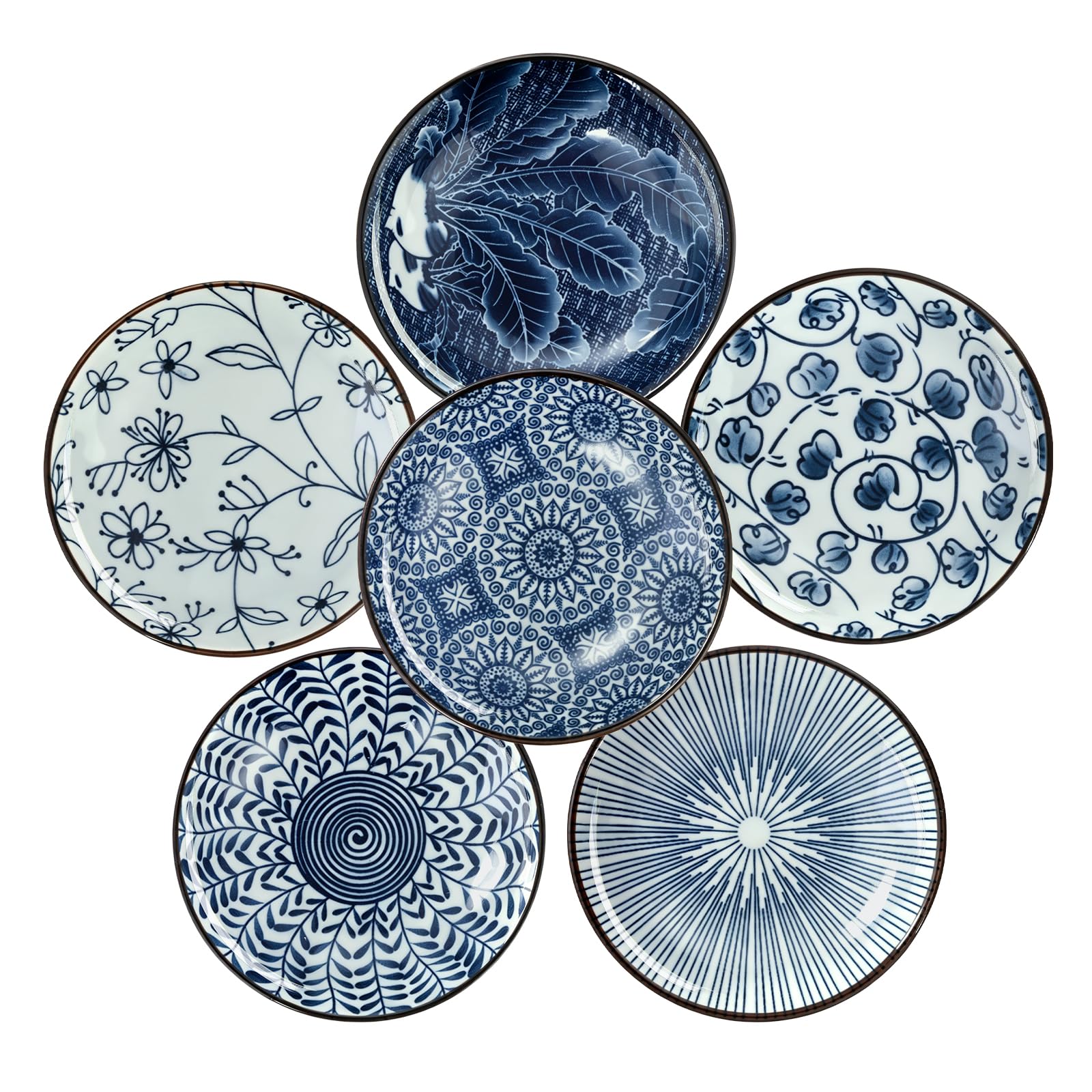 Yuecda 6 Pcs Ceramic Dipping Bowls, Elegant Japanese Style Sauce Dishes, Perfect for Condiments, Snacks, and Sushi PartiesRetro Japanese Style