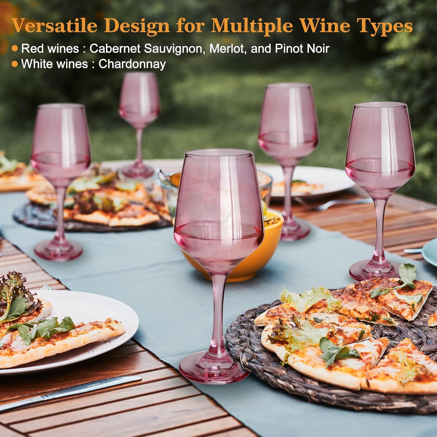 Pink Wine Glasses Set of 6, 14oz Stemmed Crystal Glasses, Thick & Colored, Dishwasher Safe Stemware for Red or White, Gift for Party, Holiday, Anniversary, Restaurant, Home Bar, Daily Use - Image 7