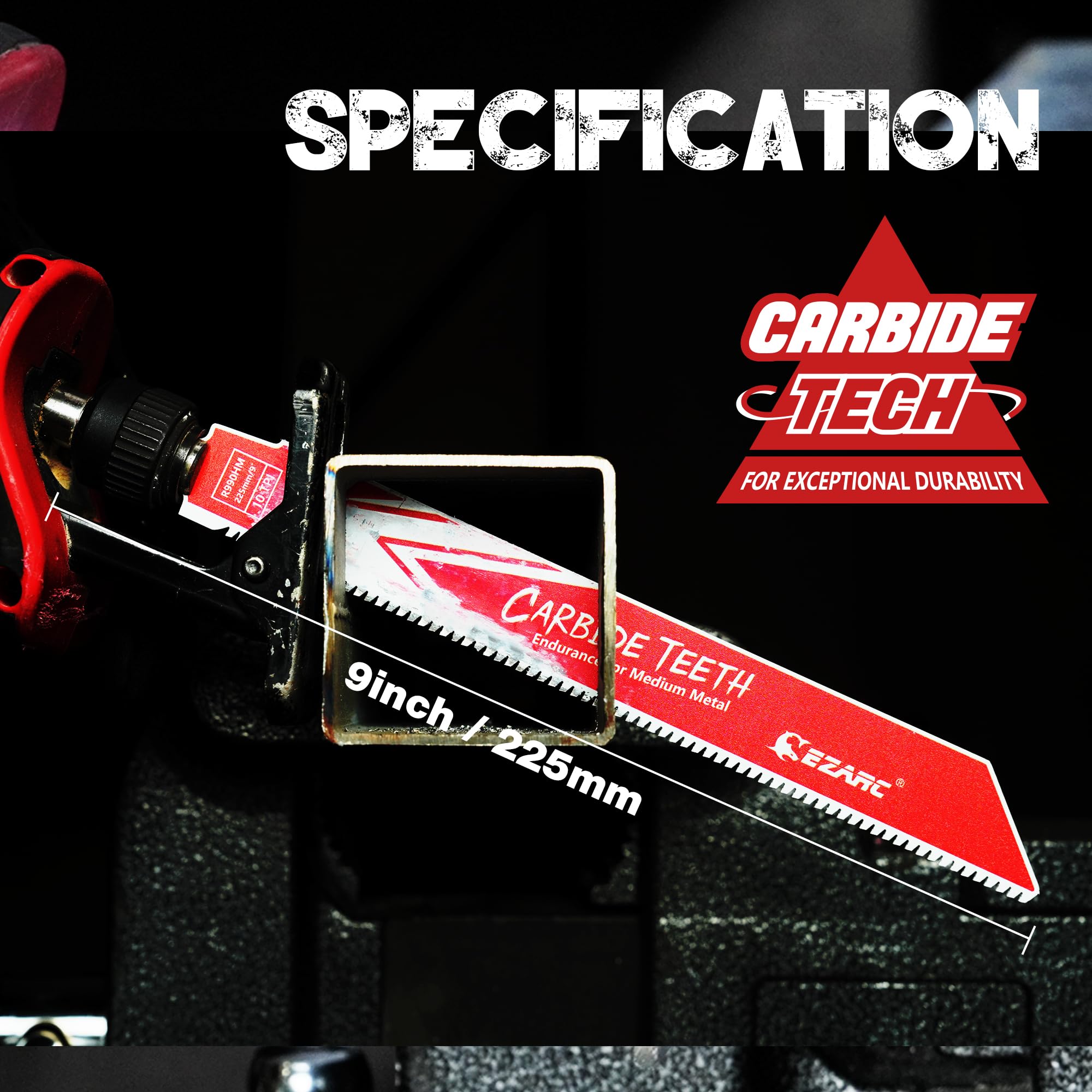 EZARC Lame per sega alternativa in carburo R990HM Endurance per legno, metallo, plastica e tubi, 22,9 cm, 10TPI, confezione da 3