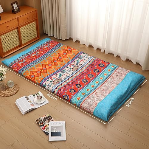 Miniatura 2 de Preboun Funda de colchón de futón con cremallera, 84 x 5880 x 39 pulgadas, cojín japonés para suelo de tatami, tailandés, coreano, protector para