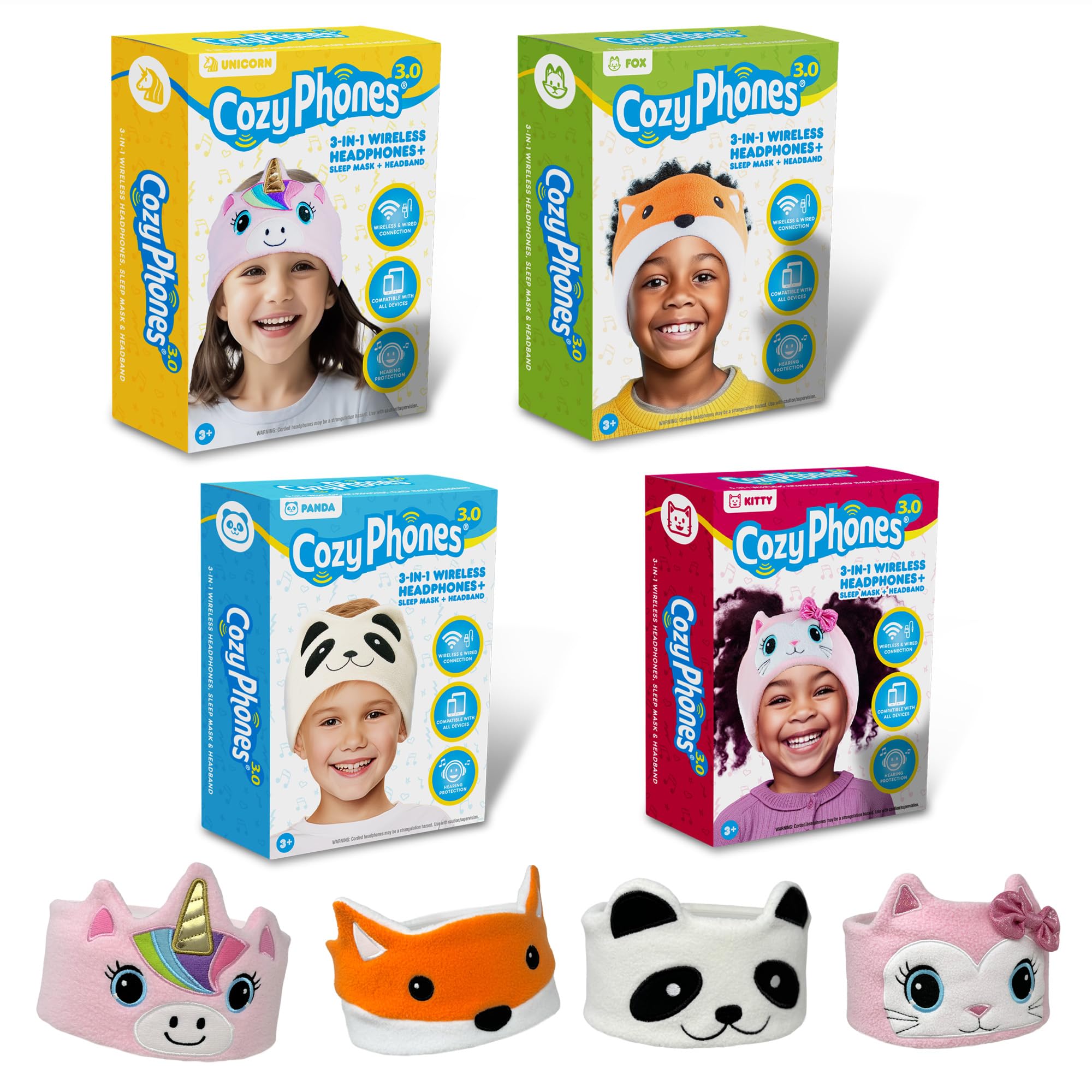 CozyPhones Kinderkopfhörer Stirnband – Bluetooth, weich & volumebegrenzt, Fuchs Design, Schlafkopfhörer Stirnband, Kinder Bluetooth Kopfhörer Kabellos, Kopfhörer Seitenschläfer, Kinder ab 3 Jahre