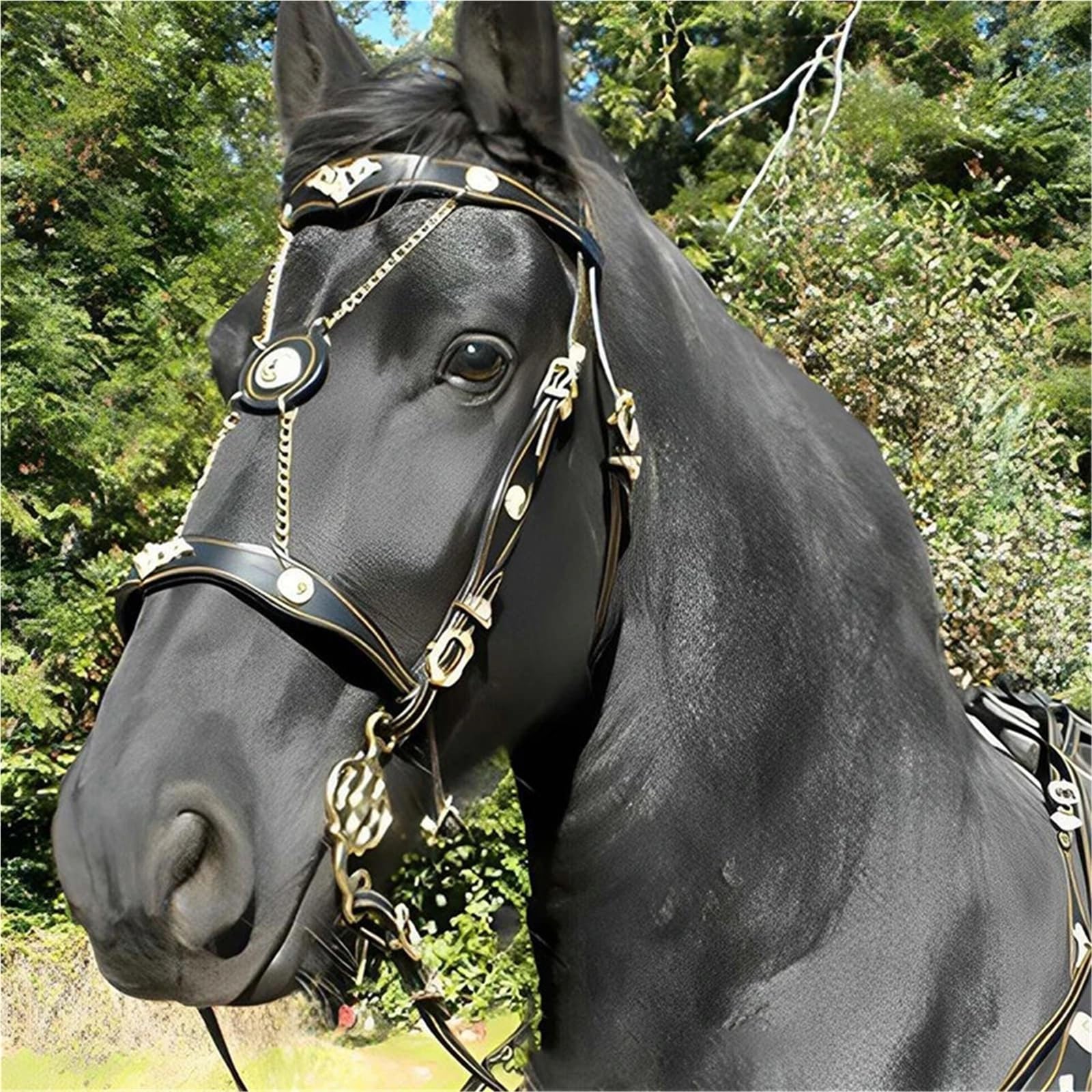 Corda di Piombo in Pelle for Equitazione Anti-attrito. Briglia ergonomica e Confortevole Senza restrizioni con Fibbia in Metallo per Cavalli