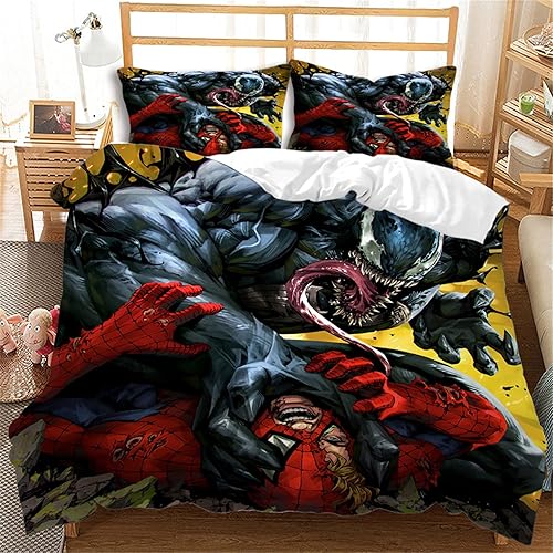 LUCIHZ Juego de ropa de cama juvenil Venom de 3 piezas, juego de funda de edredón ligera, tamaño Queen, funda de edredón suave y cómoda
