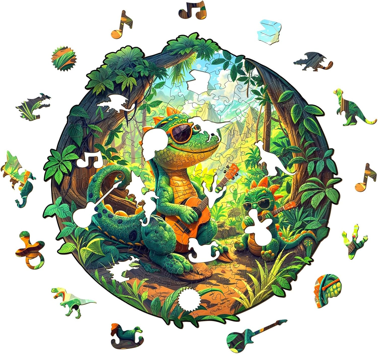WOODBESTS Wooden Puzzles for Adults, Rock Tyrannosaurus Rex Wood Puzzle Adult, Unique Animal Shape Wooden Jigsaw Puzzles, Puzzle Game Gifts for Family Friends Birthday (200pcs, M-11.4 * 11.3in)