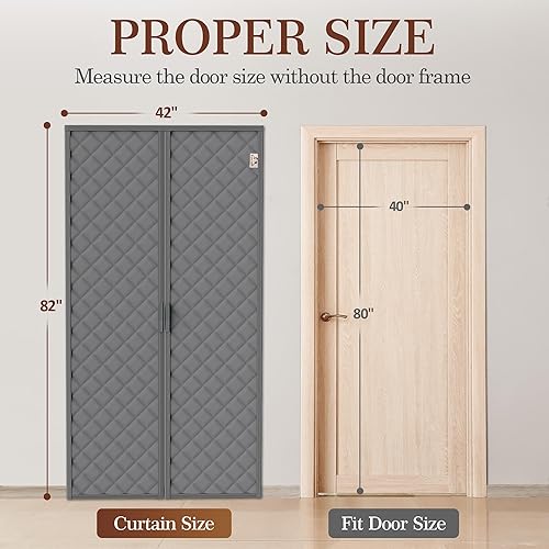 Miniatura 85 de Yotache Cortina magnética para puerta con aislamiento térmico para puertas de 36 x 96 pulgadas, tamaño de la cortina de 38 x 98 pulgadas, resistente