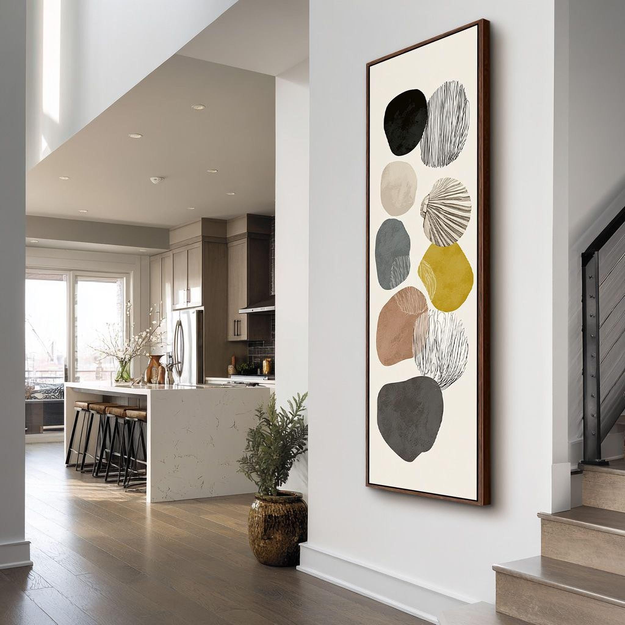 Współczesna sztuka ścienna w stylu Zen - dekoracja Japandi Wabi Sabi - Wysokie cienkie plakaty - Pionowe obrazy na płótnie - druk artystyczny (55 x 110 cm/rama wewnętrzna)