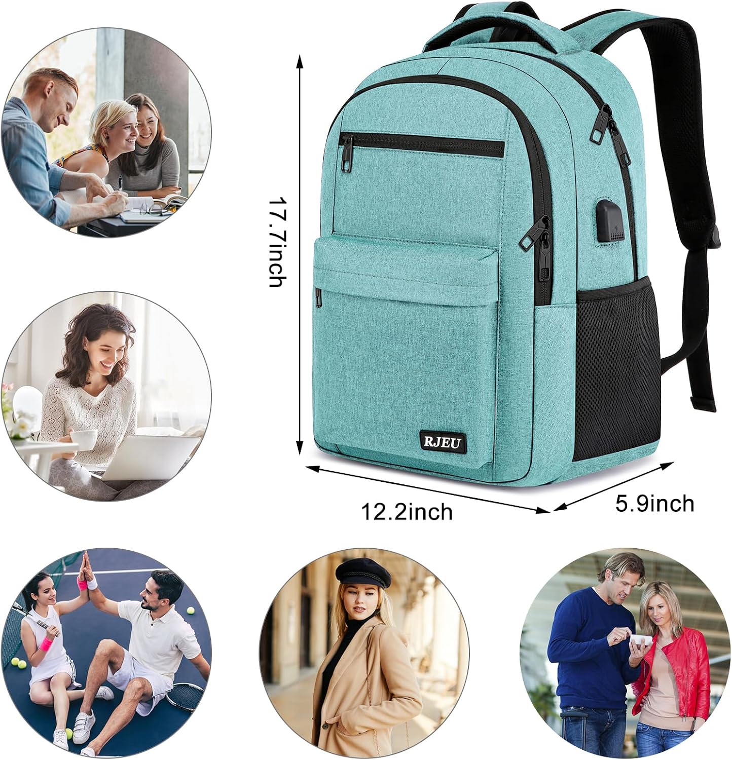 School Backpack for Teen Girls & College Students - 15.6 Inch Laptop Backpack with USB Charging Port, Ergonomic Anti-Theft Design for University, High School, Work, Teal image 4