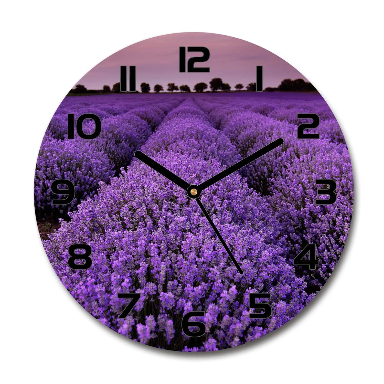 Horloge en verre de sécurité 60x60cm Tulup impression haute définition lavande