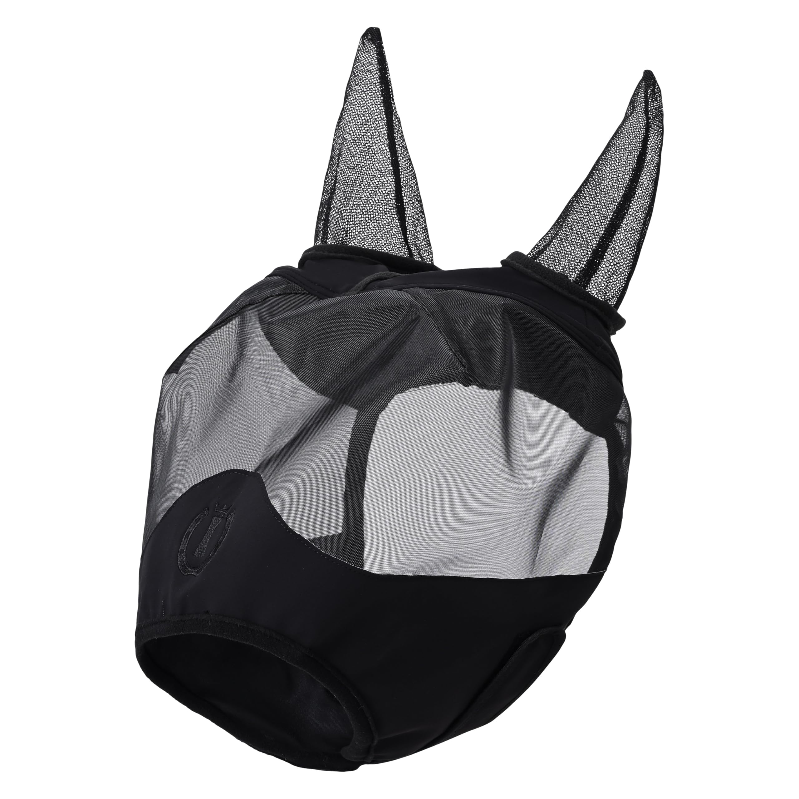 Imperial Riding IRH Fly Shield, Fly Mask with UV Mesh and Fleece Edging, Black with Ears, Cob