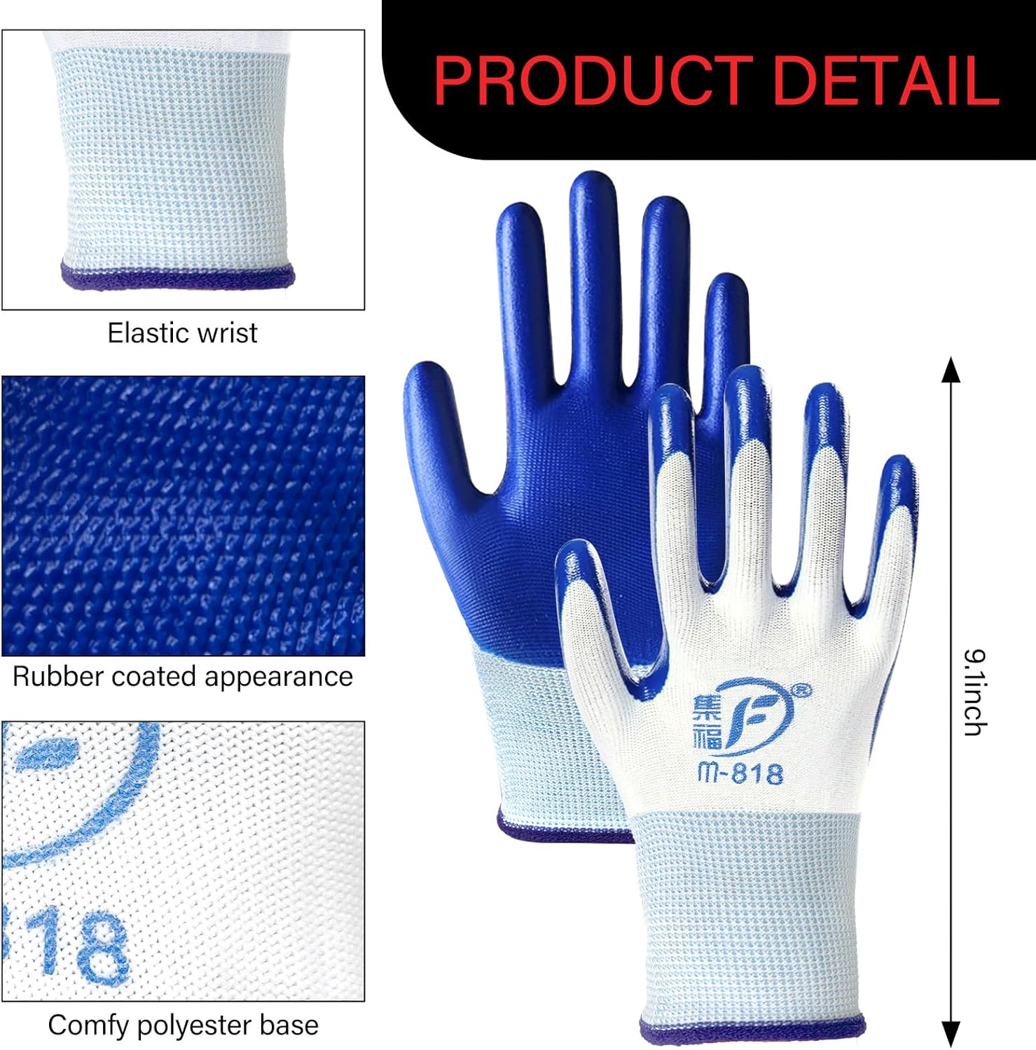 90 Pairs Gardening Gloves Bulk for Men Women Breathable Rubber Coated Safety Garden Work Gloves 9.1 Inch Working Gloves for Gardening - Image 2