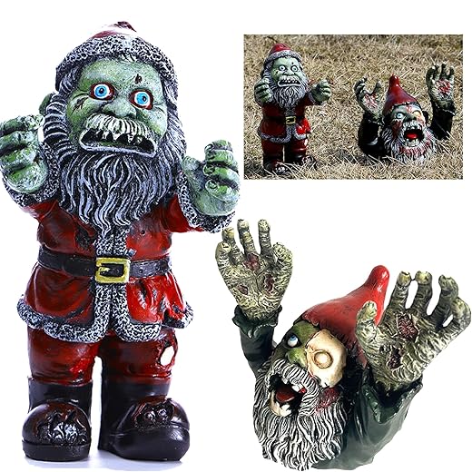 XUBX 2er Set Halloween Dekorationen, Zombie Zwerg Statue, Halloween Statuen Figuren Ornamente, Zombie Zwerg Skulptur Garten Statue Skulptur Böse Scary Outdoor Halloween Dekoration Ornament