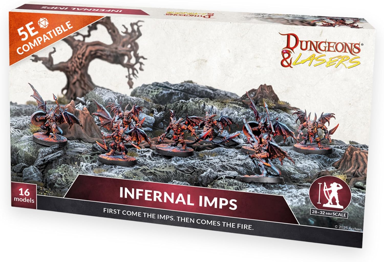 Dungeons & Lasers Infernal Imps DND Miniatures Set - 16 Models in 32mm Scale for 5E Compatible RPG Games and Tabletop Terrain - for Ages 14 Years +