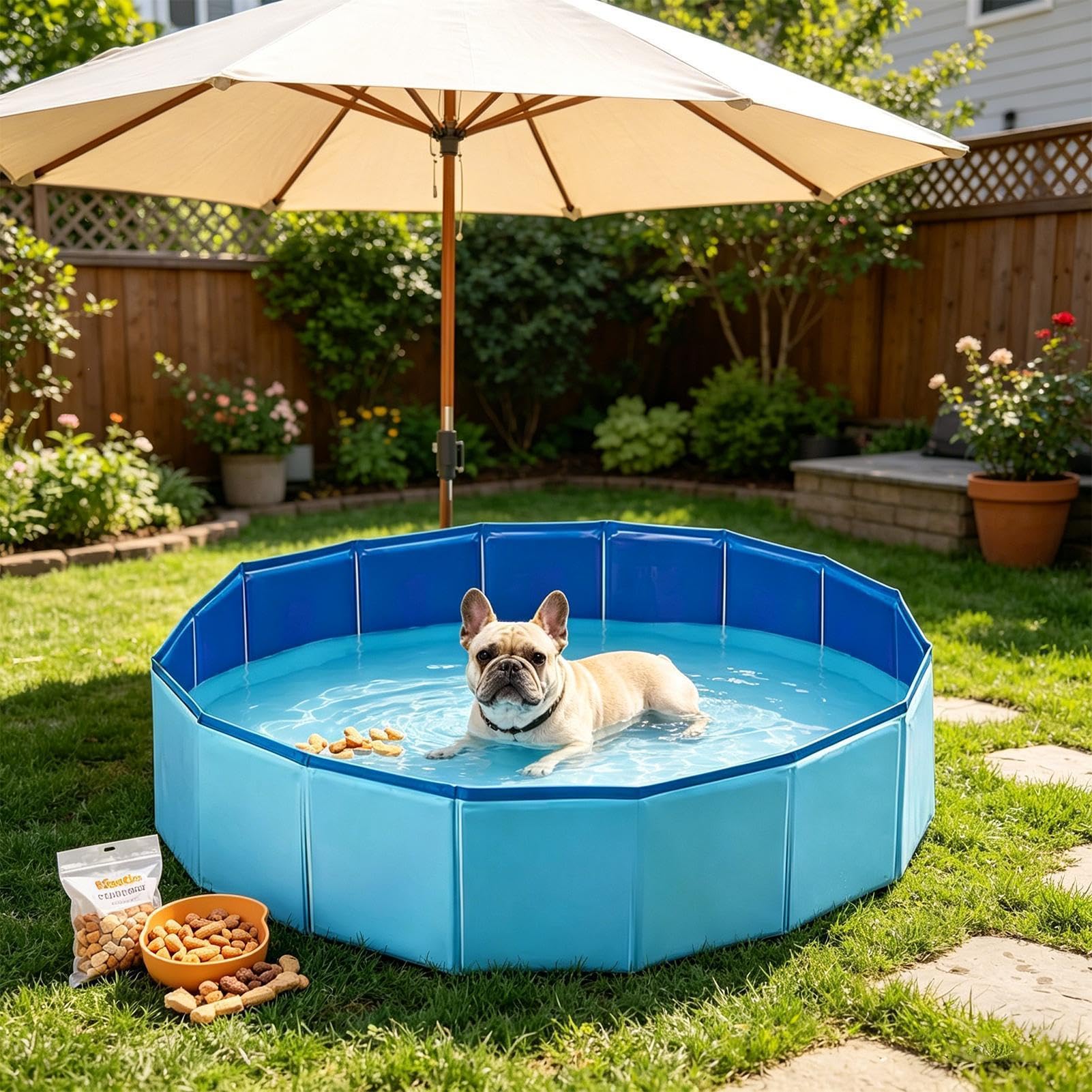 Piscina Pequeña 120 x 30 cm Antideslizante Plegable Portátil Bañera | Bañera para Perros Reforzada Adecuado En Patio Jardín Baño Interior Exterior Hogar Niños Cachorros Gatos