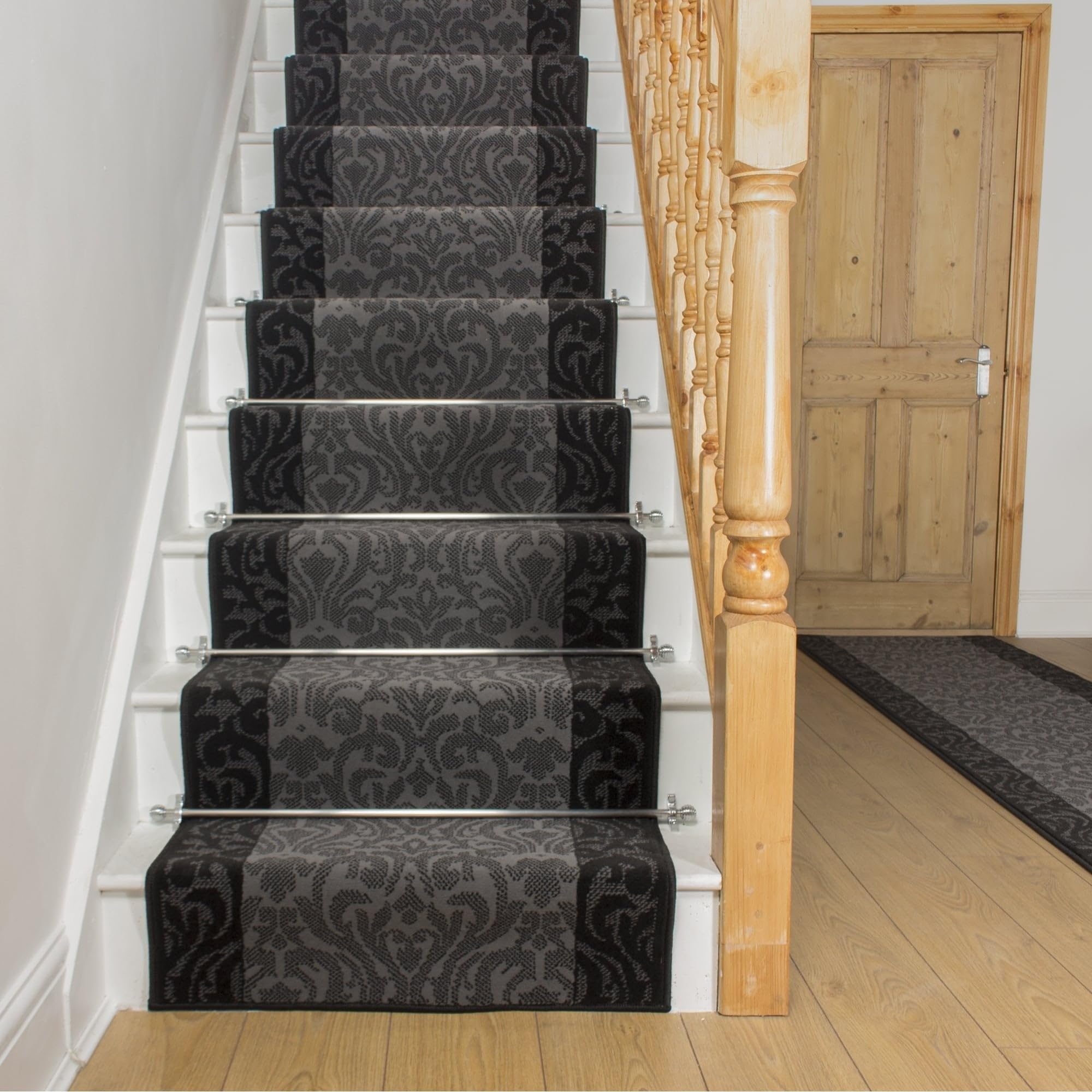 runrug Soft & Comfortable Stair Runner - Smooth & Durable Carpet for Stairs - Stain-Resistant, Fade-Resistant - Multiple Sizes - 510cm x 60cm - 9mm Thick - Baroque, Black โ image 1