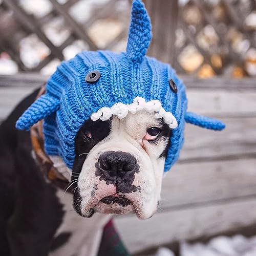 Miniatura 10 de Zoo Snoods Disfraz de tiburón bebé  Manta de punto cálido para perro para mascotas, protección para el cuello y las orejas, Halloween invierno (S)