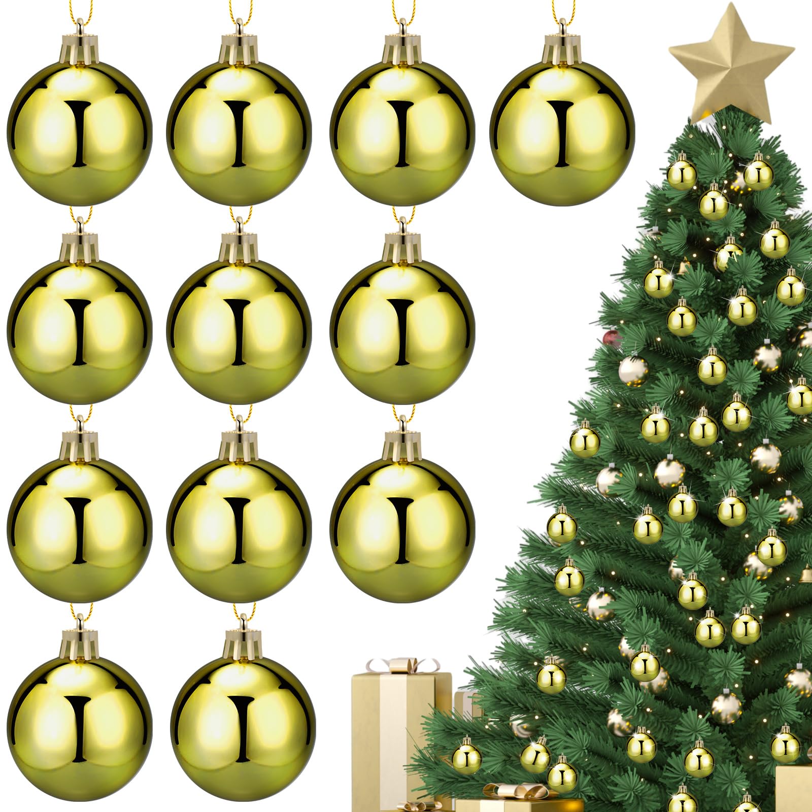Oro Rosa 12 Piezas De Adornos De Navidad De Cinco Estrellas Puntiagudas Bolas Arbol De Navidad