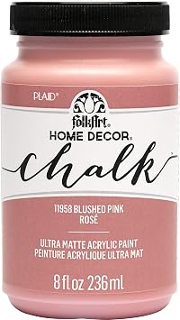 FolkArt, Blushed Pink Assorted Home Decor 8 fl oz / 236 ml Acrylic Chalk Paint For Easy To Apply DIY Arts And Crafts, Ultra Matte Finish, 11958