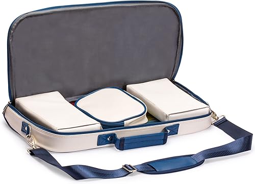 Miniatura 4 de Yellow Mountain Imports American Mahjong juego chinoise con funda de cuero sintético suave estantes todo en uno con empujadores monedas de apuestas