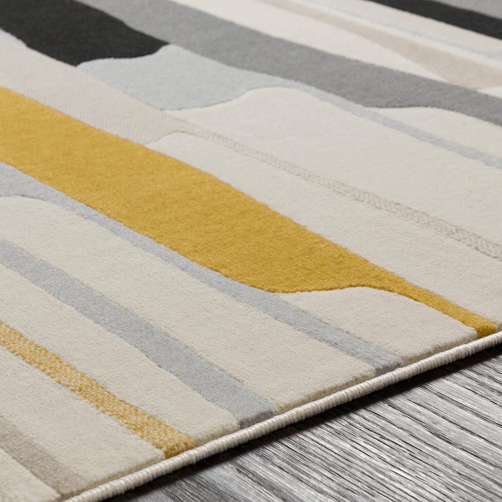 Livabliss Atlanta Boho 80x220 cm - Wohnzimmer, Schlafzimmer, Esszimmer, geometrisches Muster, Skandi Stil in Senfgelb, Grau, Beige