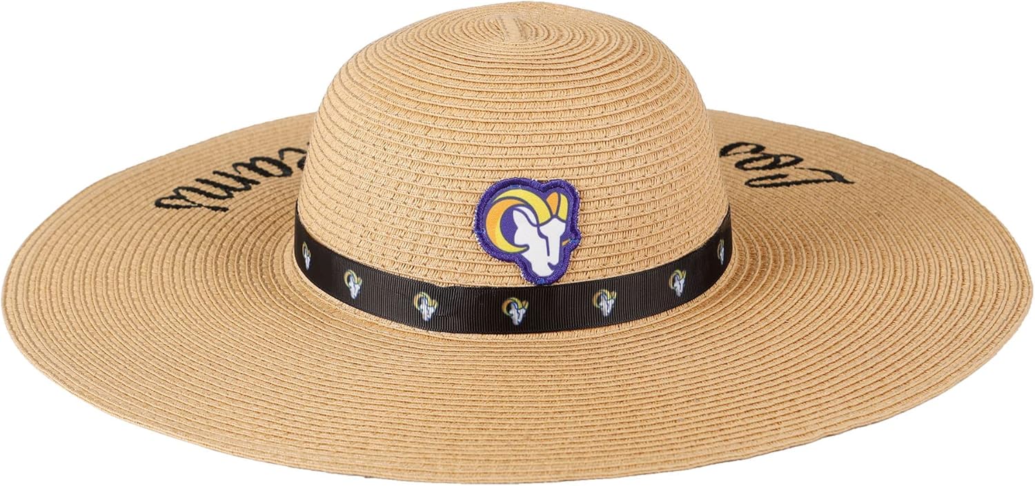 FOCO NFL Womens NFL Team Logo Ladies Fashion Beach Sun Wordmark Straw Hat