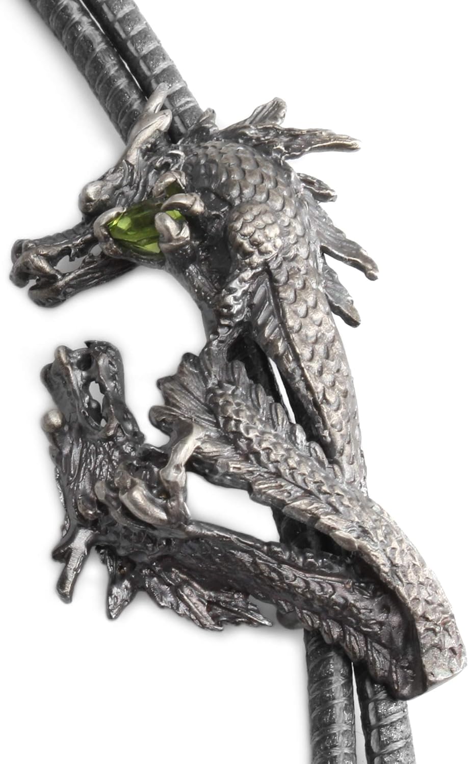 Bolo Tie Urban Legend Reimagined Sterling Silver Handmade Dragon Pendant Leather Strap Runway X5 K70