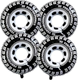 GOTPASS 30 Inch Wheel Balloons 4Pcs Race Car Tire Balloons Race Car Theme Party Supplies Men and Boys Birthday Party Decorations