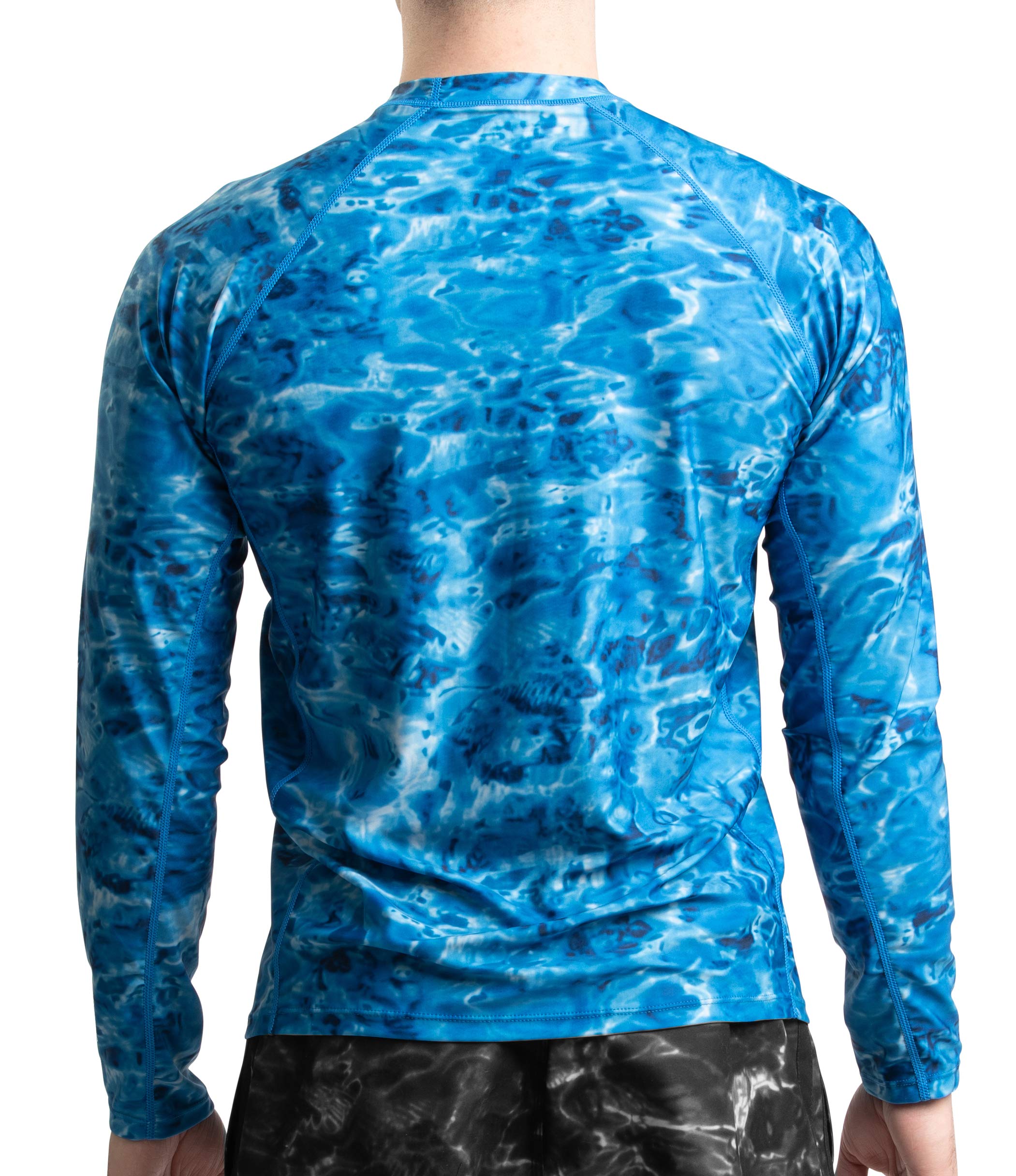 Aqua Design Rash Guard - Camiseta de natación para hombre (manga larga, protección solar 50+) - Azul - Large