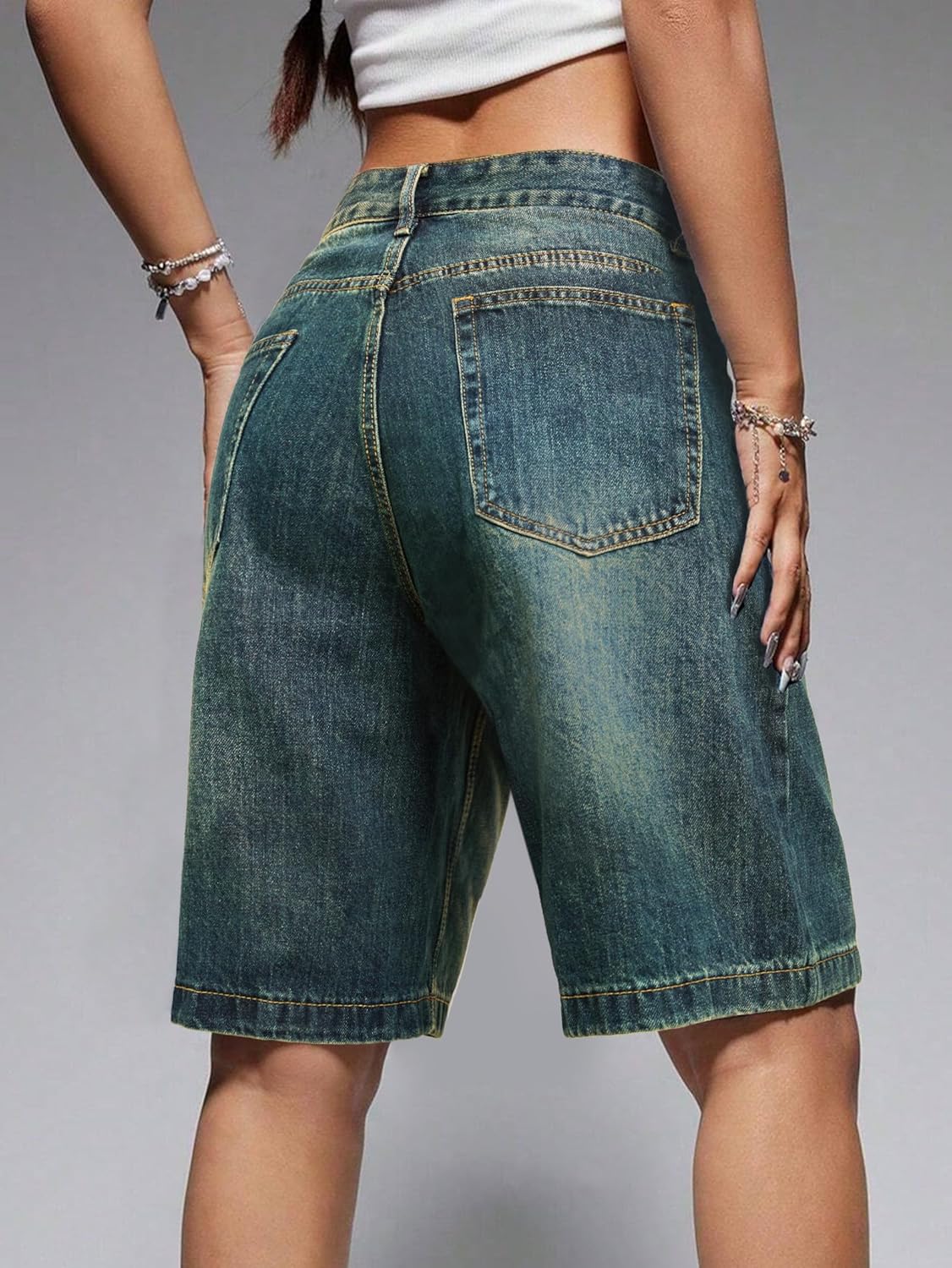 EMMIOL Women Jorts Baggy Jeans Shorts Mid-Low Waisted Denim Y2K Hip-Hop Shorts Summer Hot Short Pants Streetwear - Image 5