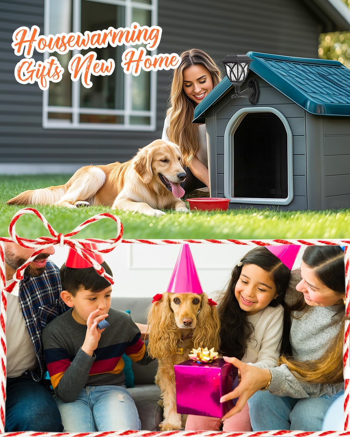 TISEJOY Solar Wall Lantern Dog House Lights, Waterproof Solar Powered Decorative Lights for Pet House, Fence, Garden, Shed and Backyard (4 Pack)