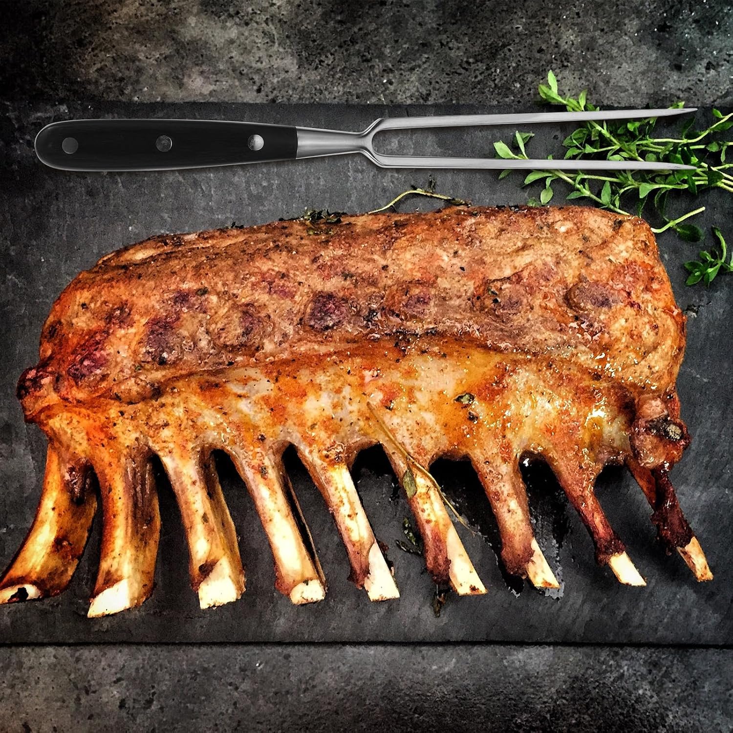 Stainless Steel Meat Carving Fork Black Cooking Fork for Bbq and Picnic for Grilling and Meat Lifting