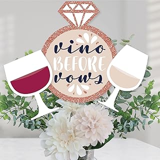 Vino Before Vows - Winery Bridal Shower or Bachelorette Party Centerpiece Sticks - Table Toppers - Set of 15