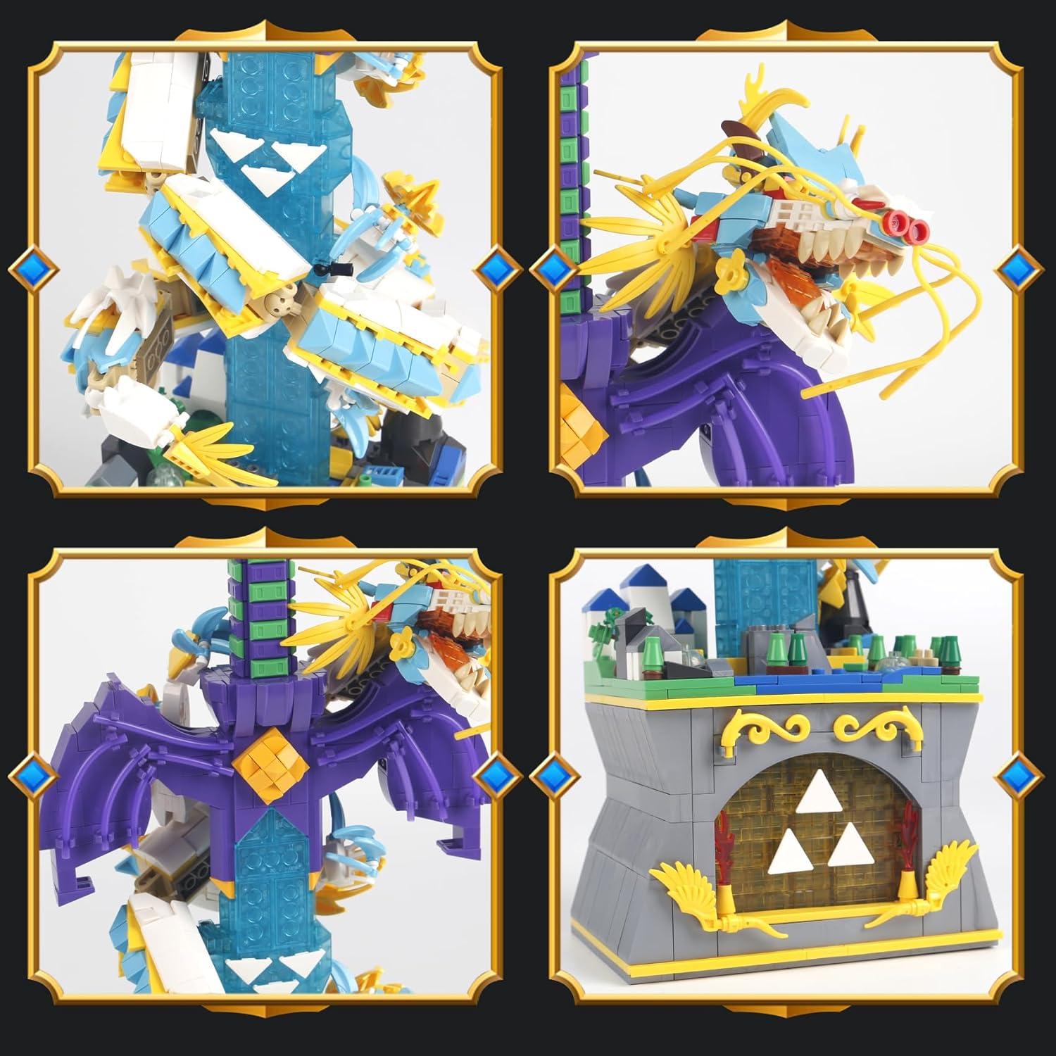 SAMYBLOCKS 1433PCS The Master Dragon Swords Building Blocks Toys(Mini Bricks),A Unique Sword with Dragon Connection Base with Led Lighting,TOTK Decoration Display Gift for 14+