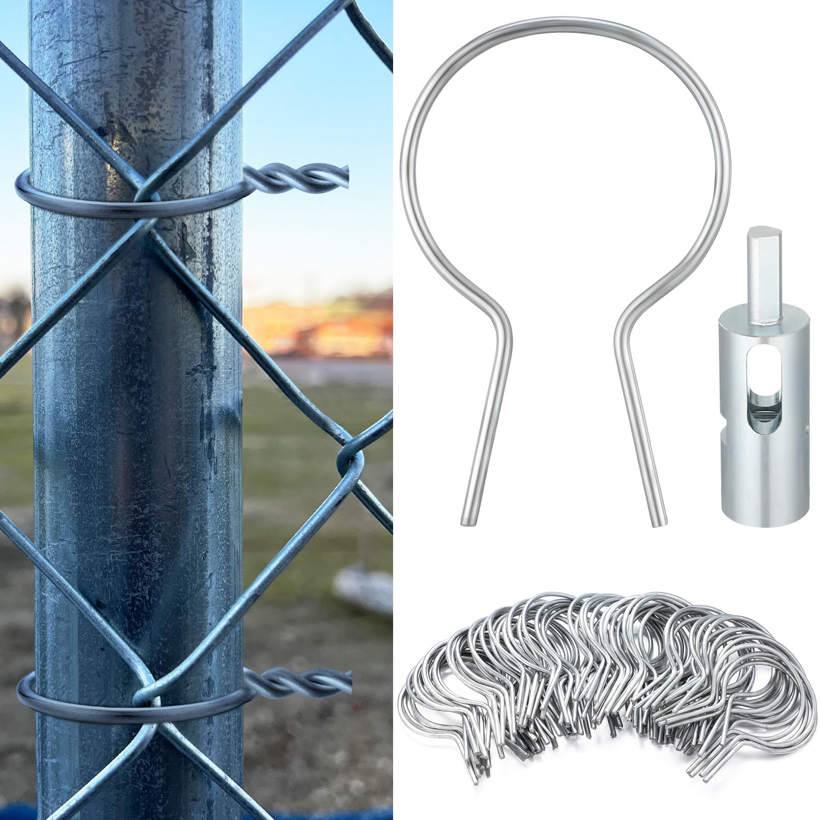 Outdoor Fencing Supplies 200 Pcs Galvanized Steel Fence Ties - 9 Gauge  Preformed For Chain Link Mesh Chain Link Fence Parts