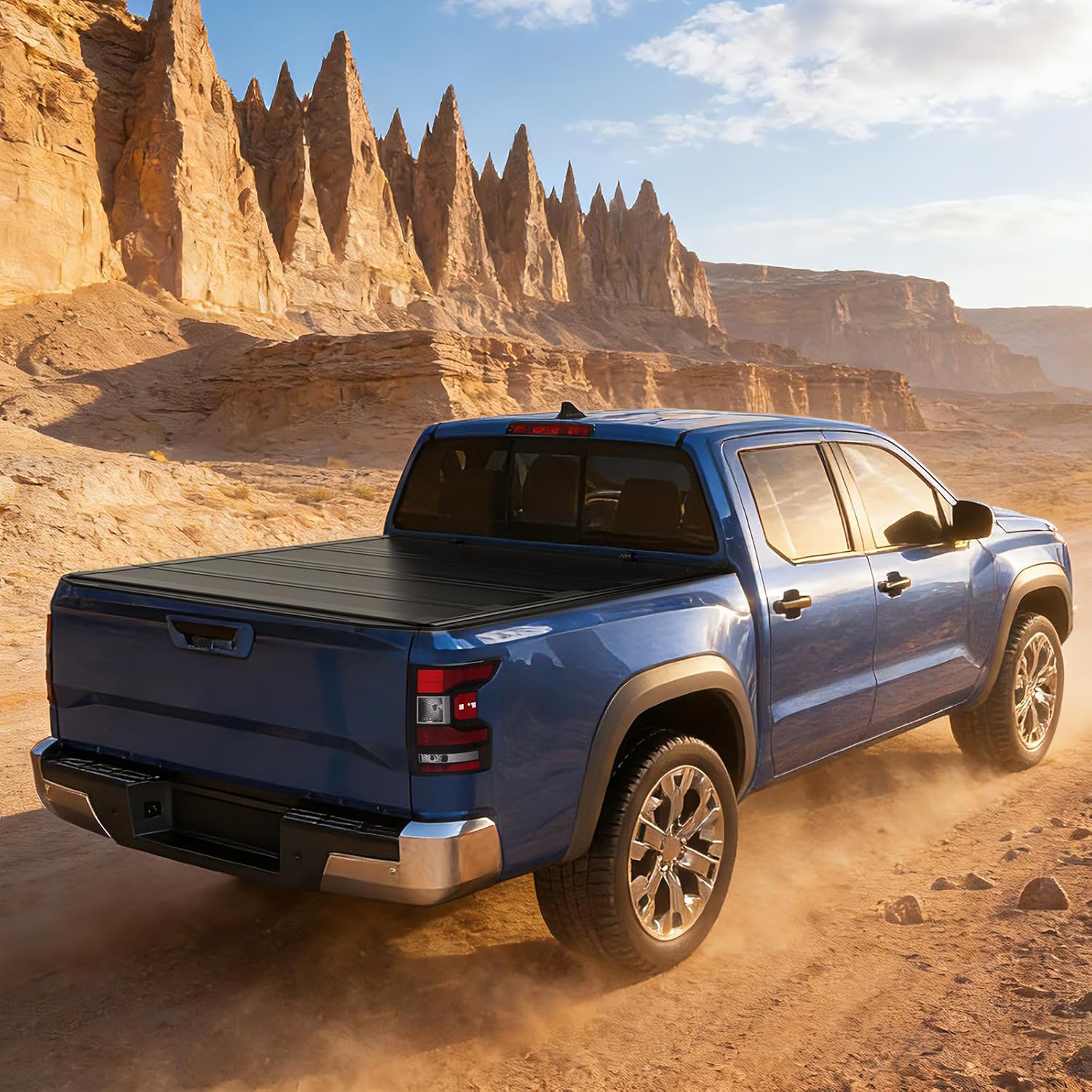 KUIPERAUTO 6.7FT Low-Profile Hard Truck Bed Quad-Fold Tonneau Cover Compatible for 2019-2025 2026 Chevrolet Silverado GMC Sierra 1500 - Hard 4 Fold Bed Cover 6.7 FT Bed On Top (78 inch)