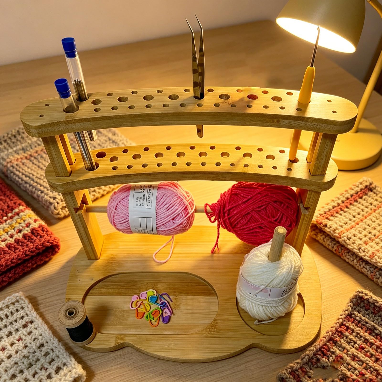 Soporte para Carrete de Hilo de Madera, Soporte Organizador de Hilos, Soporte para Carrete de Costura de Madera para Bordado, Acolchado y Estante para Hilo de Coser