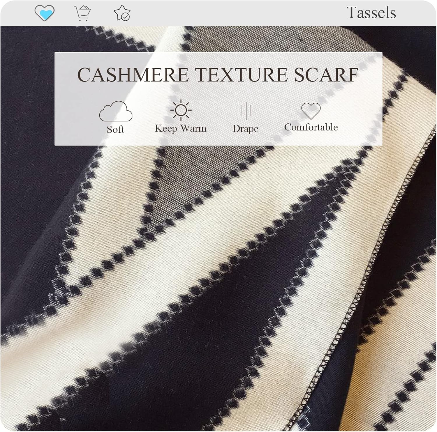 Winter Scarf Cashmere Shawl Women Men Fashion Geometric Pattern Warm Pashmina Scarf With Tassel Soft Long Wrap Stole - Image 3
