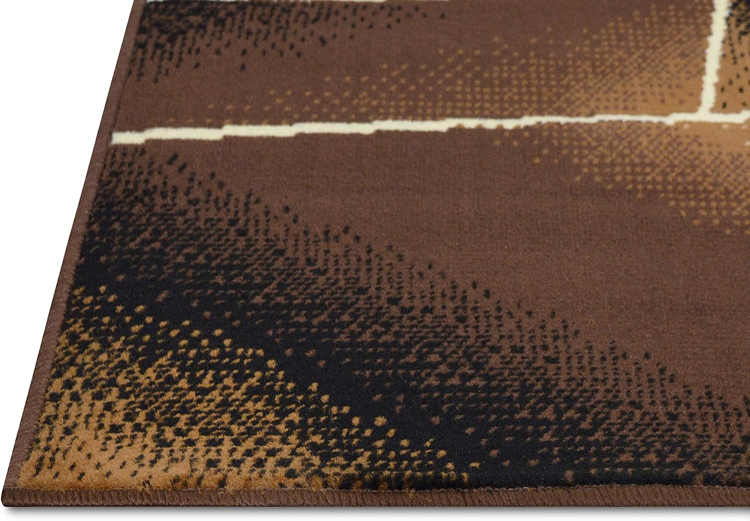 HR Square Pattern Area Rug 5x7 Geometric Pattern Modern Brown Chocolate Carpet Comfy shed Free Stain Resistant