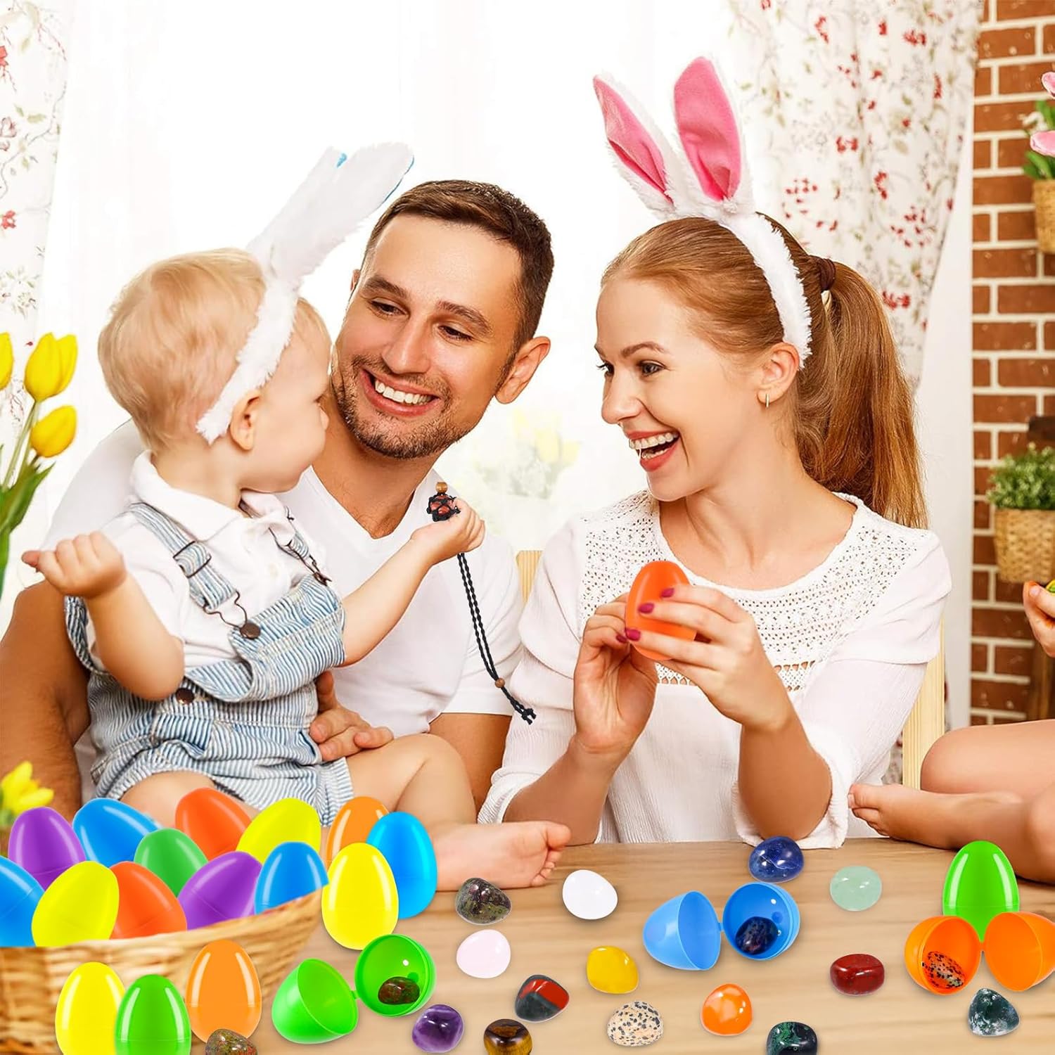 MGparty 15 Pack Prefilled Easter Eggs with Gemstone Crystals, Filled Easter Eggs for Kids Teens, Easter Egg Fillers, Gemstone Easter Eggs, Basket Stuffers, Egg Hunt Prizes, Party Favors, Easter Toys