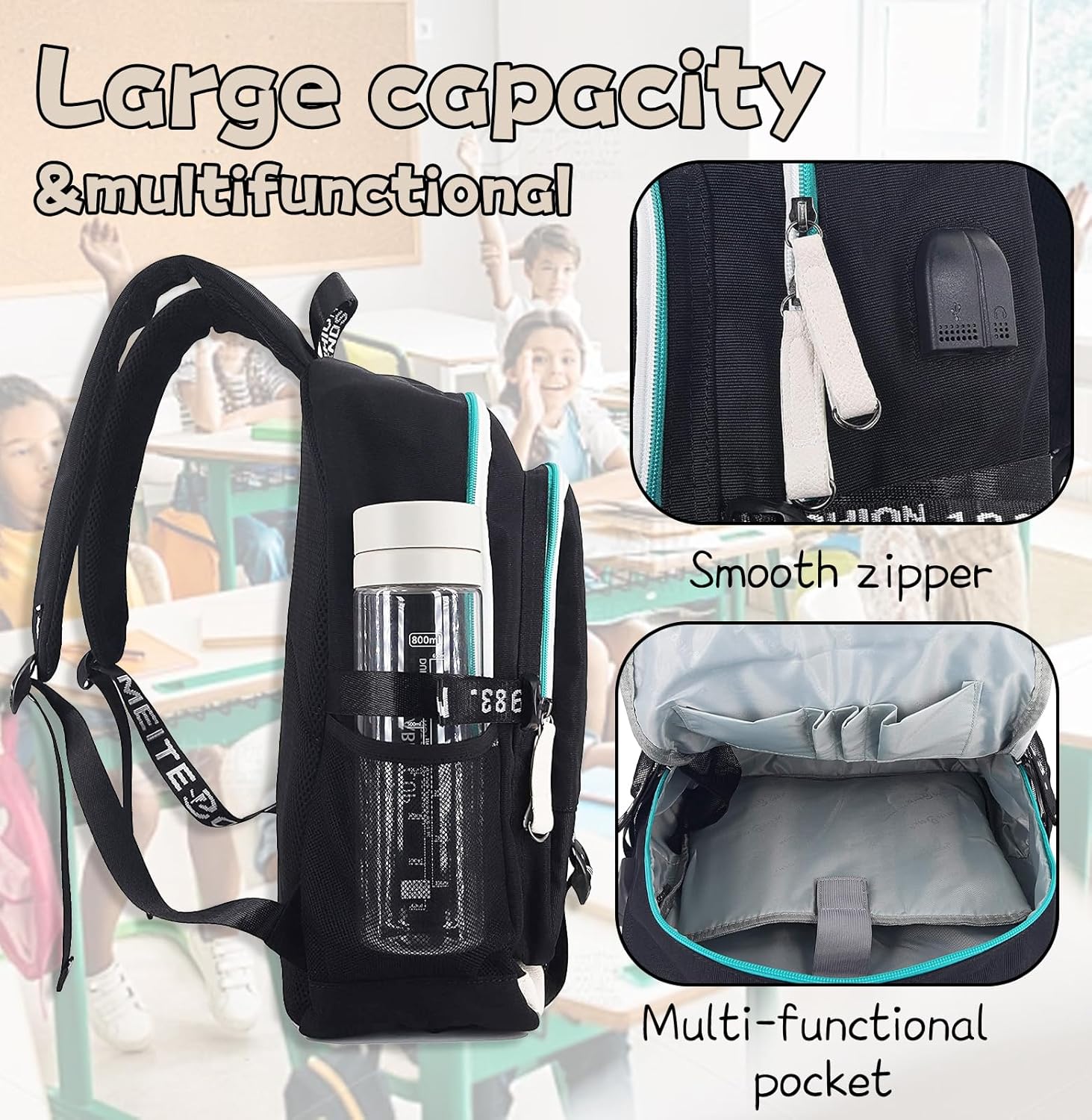 Roffatide Anime Gojo Satoru Laptop Backpack with USB Charging Port & Headphone Port