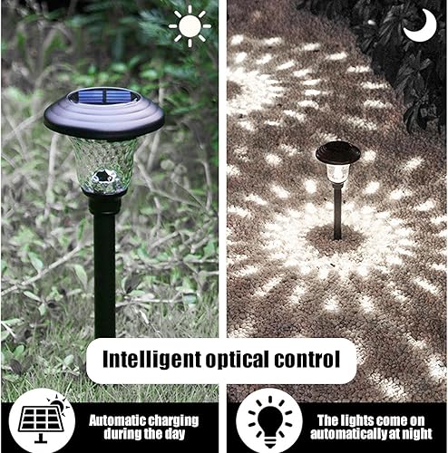 Miniatura 5 de LUKCOZMO Paquete de 4 luces solares brillantes para camino de jardín, luces solares LED de alta calidad para exteriores, luces solares impermeables