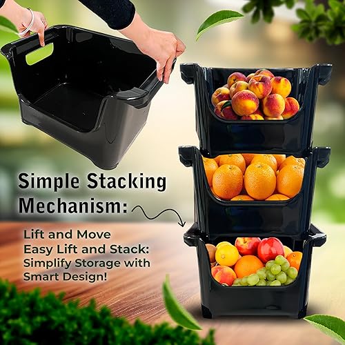 Miniatura 7 de Skywin TidyFriend - Contenedores apilables de almacenamiento para despensa, paquete de 4 contenedores apilables para organizar alimentos, cocina y